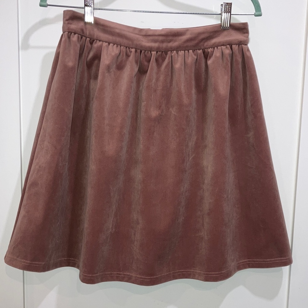 Vero Moda Dusty Rose Midi velour Skirt with lovely silver tone zipper at back